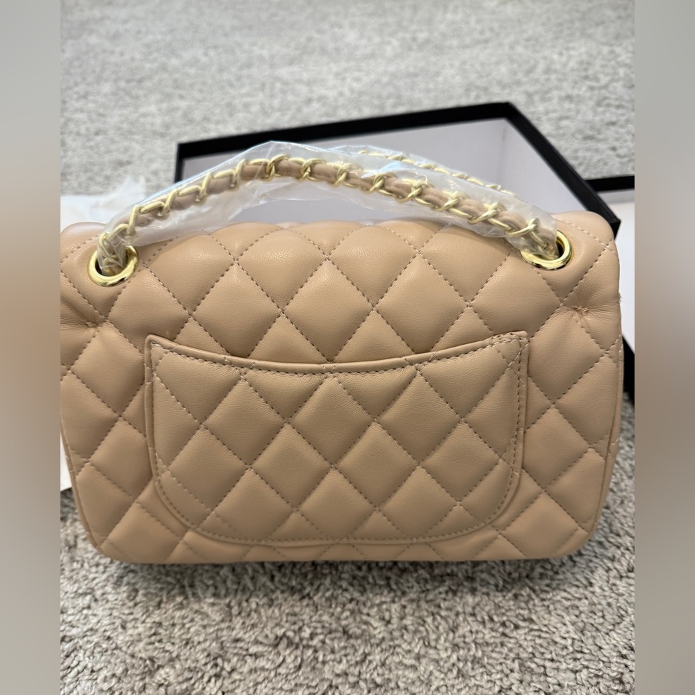Quilted Beige Top-Handle Women's Bag